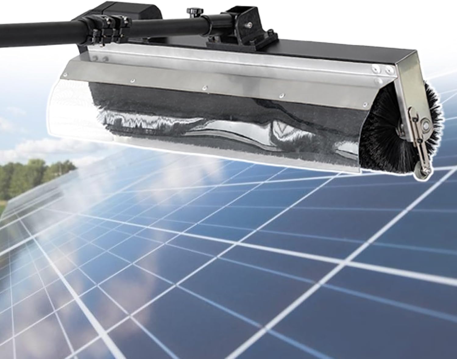 Solar Panel Cleaning Tool,Water Fed Rod Kit,Telescopic Buckle Design, with Hose & Drum Brush Head, for High-Altitude Cleaning Operations,3.5m/11ft