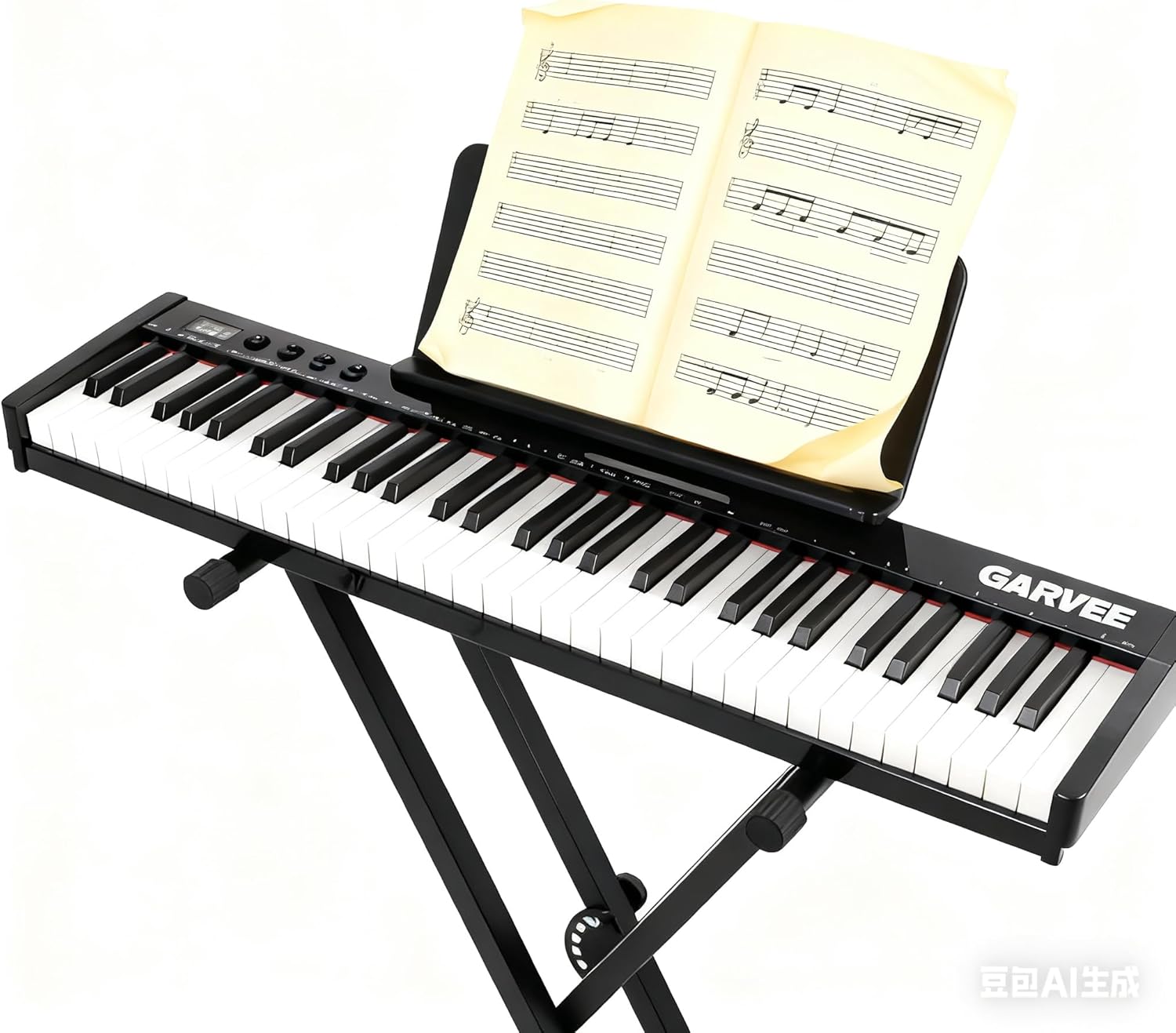61 Keys Electric Keyboard Piano, Portable Semi-Weighted Electronic Keyboards with Sheet Music Stand & Power Adapter, Musical Instruments for Beginners and Professionals