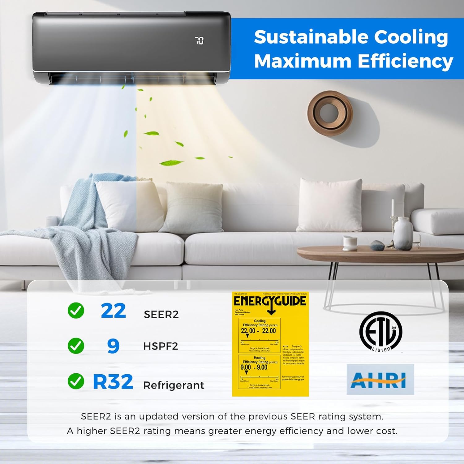 DORTALA 12000 BTU Mini Split Air Conditioner & Heater, 22 SEER2 115V Pre-Charged Inverter Heat Pump System with Remote Control, Installation Kit, Wall Mounted Ductless AC Unit, Dark Grey