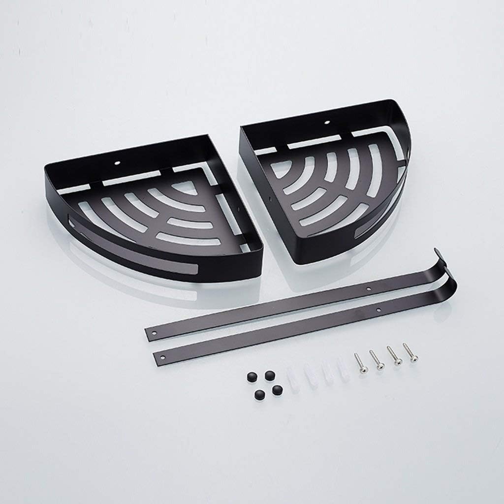 Western Black Frame Triangle Free Punch Stainless Steel Wall Mount Antique Bathroom Corner Rack Supplies Storage Multifunction