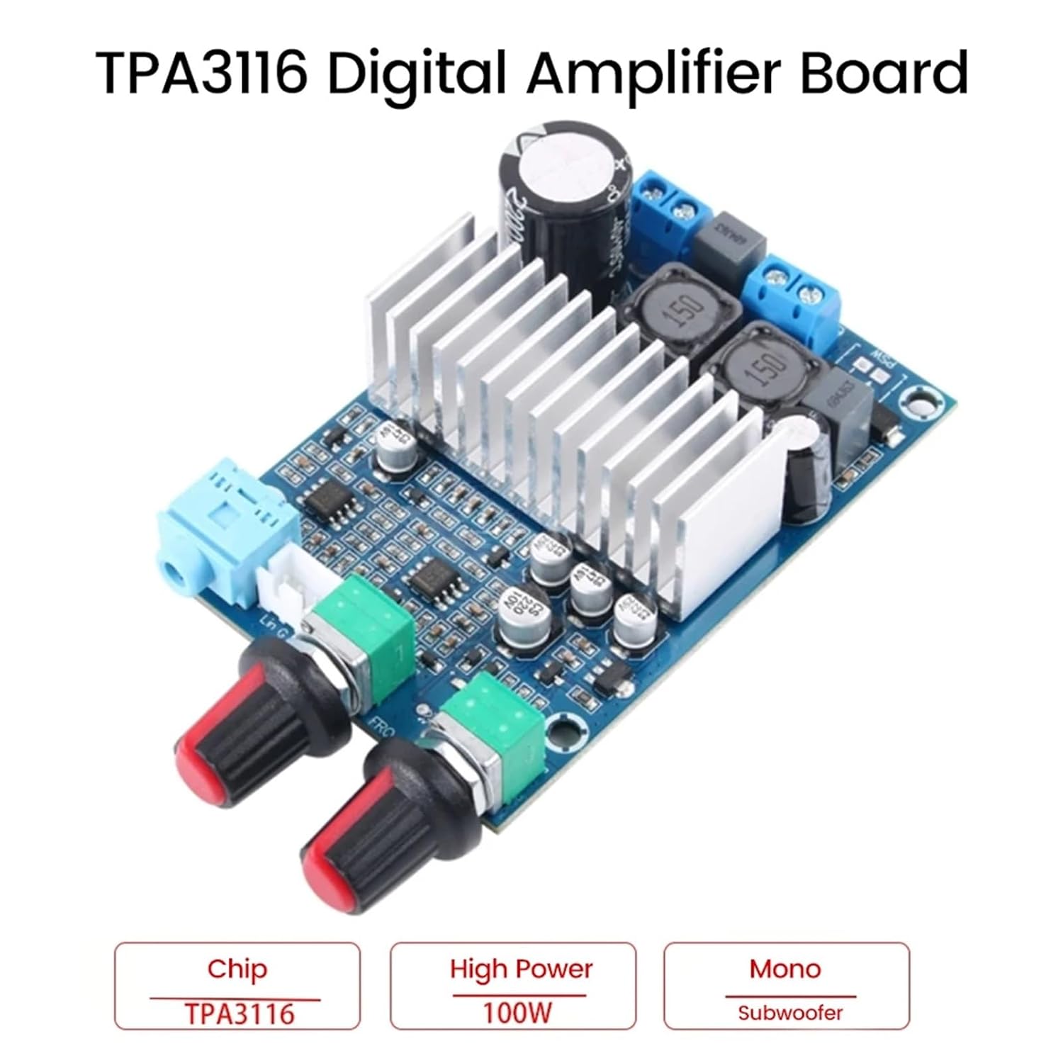 TPA3116 Digital Sound Amplifier Board Mono 100W Audio Amplifiers AMP Module Subwoofer Bass Output DC12-24V