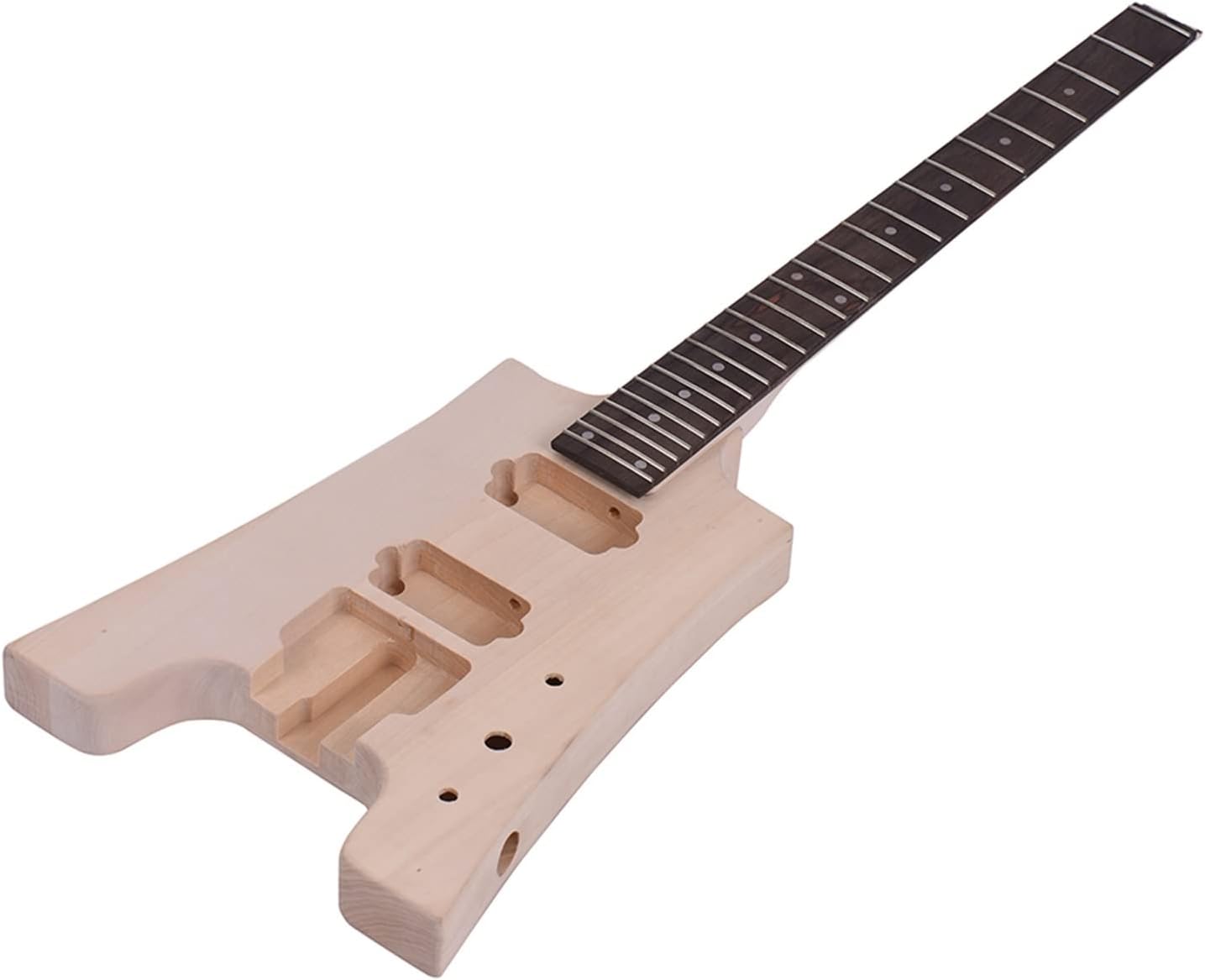 FLFL Unfinished DIY Electric Guitar Kit Basswood Body Rosewood Fingerboard Maple Neck Without Headstock Unfinished Guitar Kit