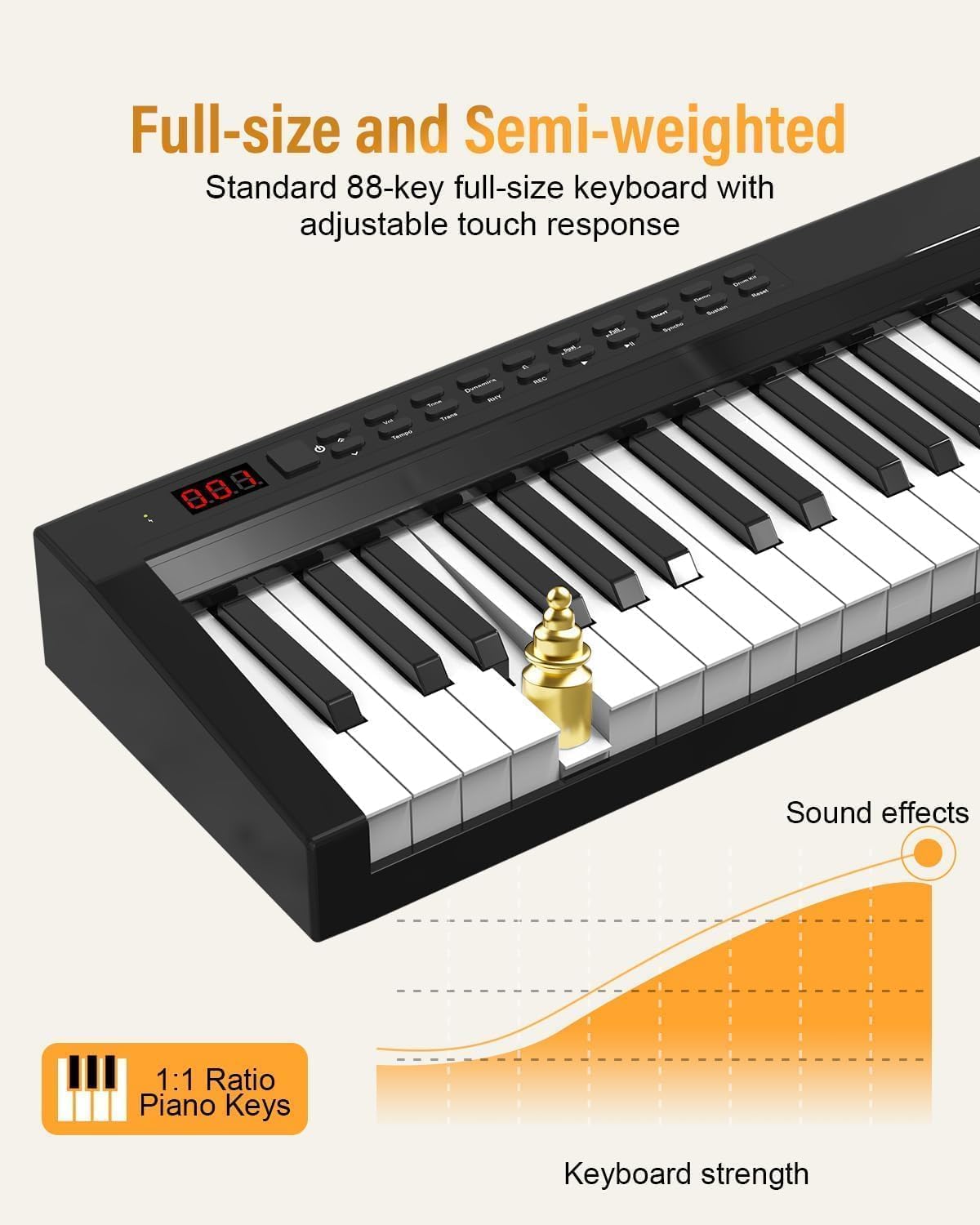 KONIX Digital Piano 88 Key Full Size Semi Weighted Electronic Keyboard Piano Set with Stand, Built-In Speakers, Sustain Pedal, Bluetooth, MIDI/USB/MIC for Beginners Adults