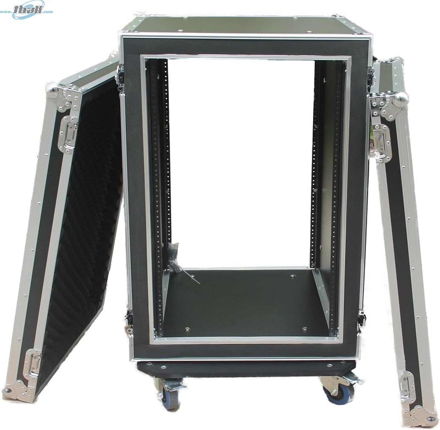 AP-18SM21W Fly Drive Shock Mount Case for 19-in Width DJ Amplifier or Similarly Sized Equipment with Laptop Shelf and Wheels, Black