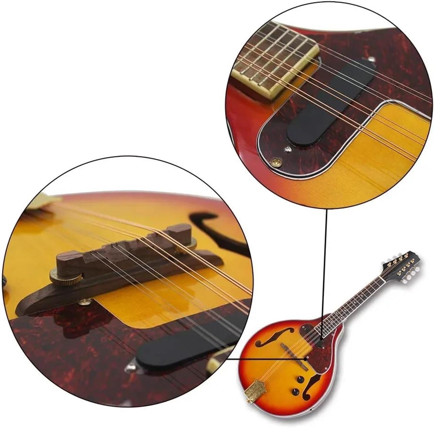 Adult Mandolin Musical Instrument Electric Mandolin Set 8 Strings A Style Electric Mandolin With Case Strings For Beginners Practice Instruments Guitar(Mandolin)