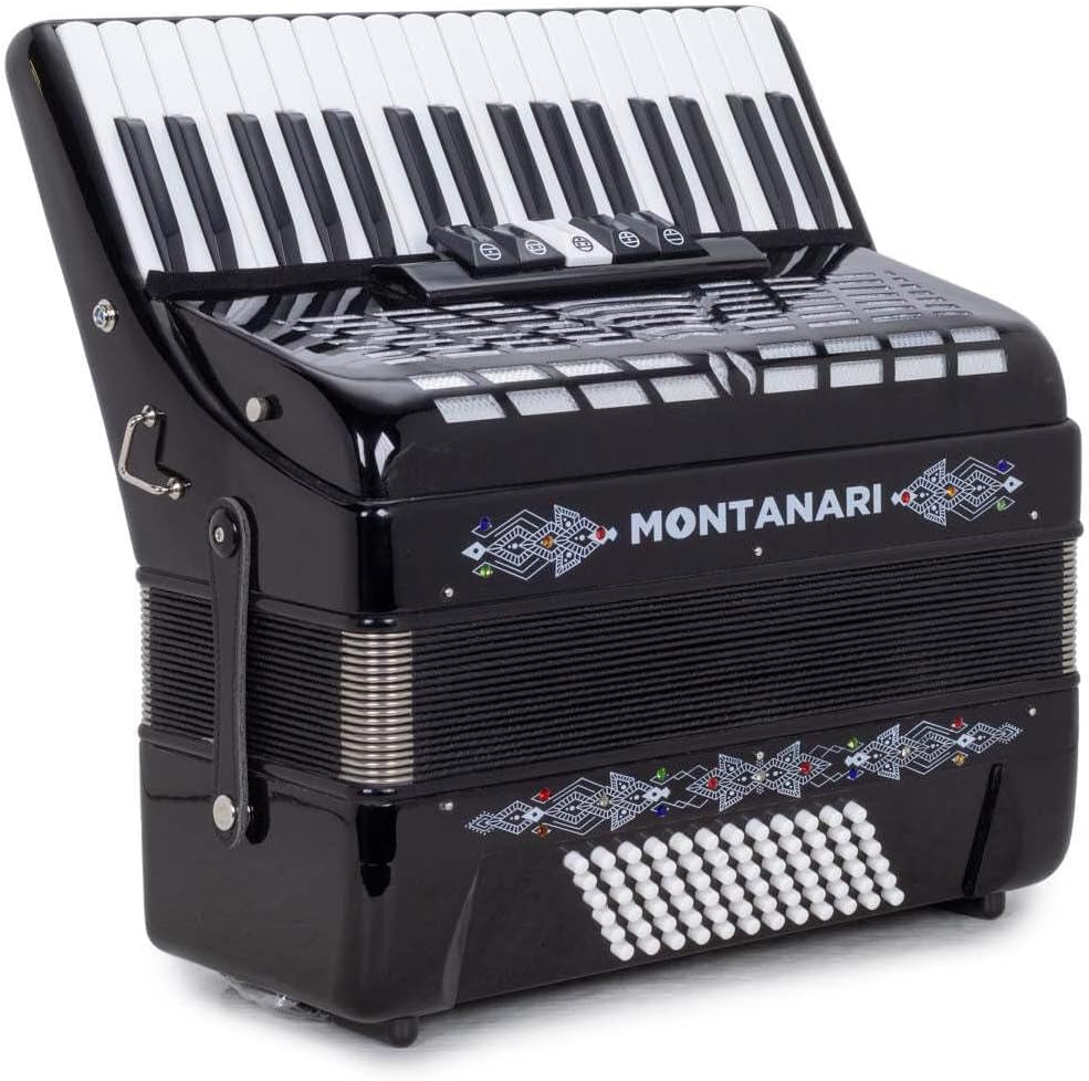 Montanari Piano Accordion 5 switches 72 bass 34 Keys 5 switches Black