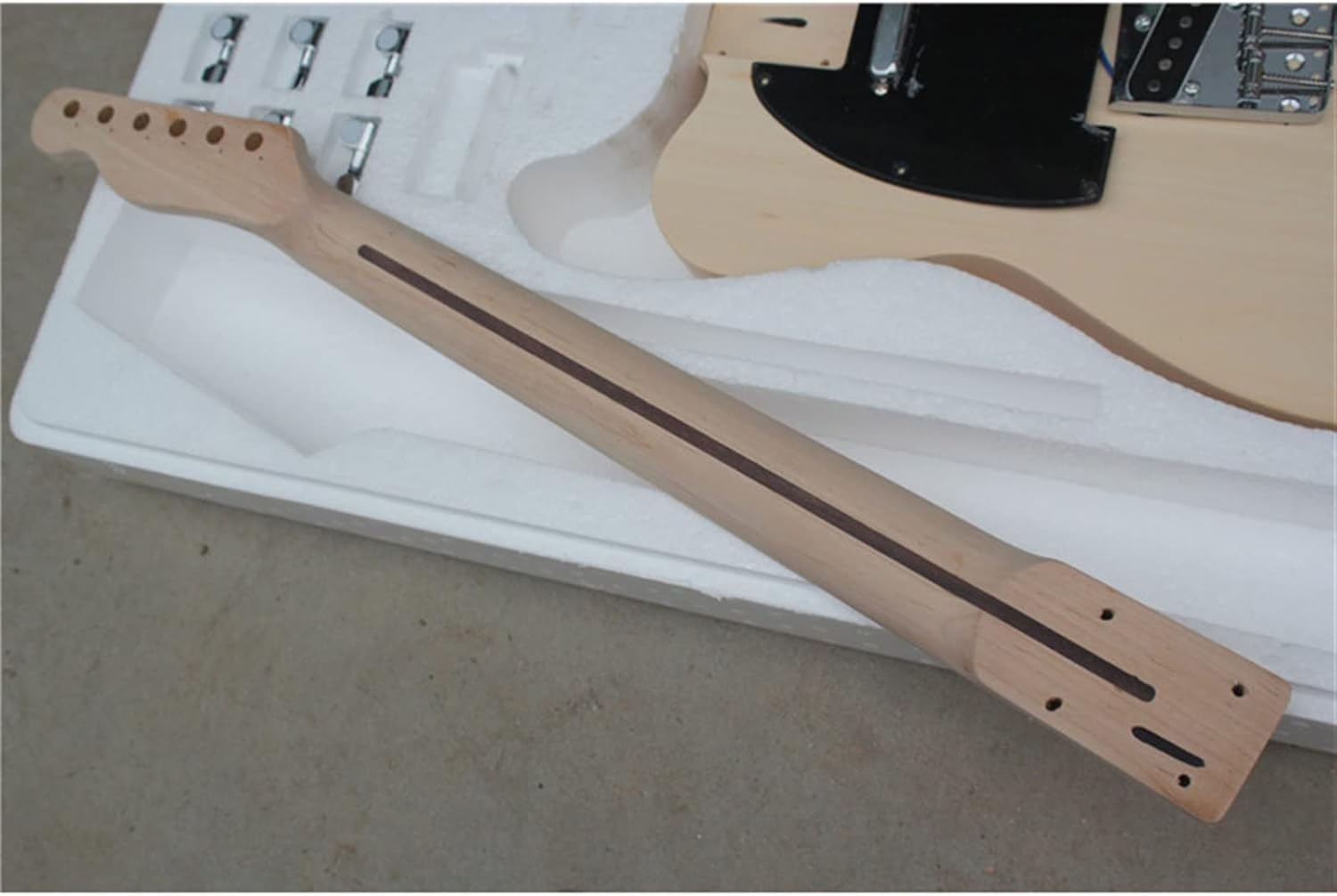 Solid Basswood Body DIY Electric Guitar Builder Kit MAPE Neck and Fingerboard Unfinished Unfinished Guitar Set