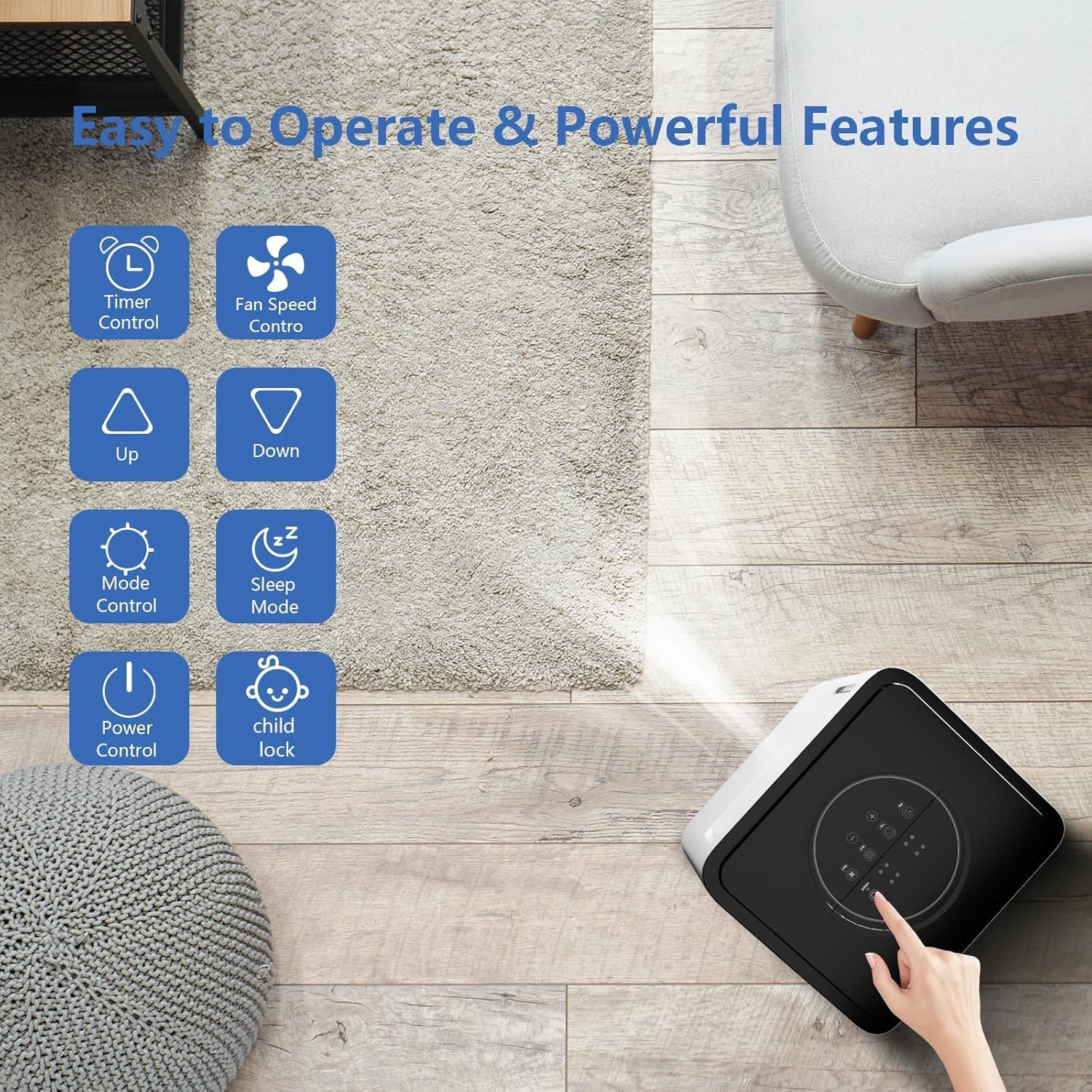 8000 BTU Portable Air Conditioner, 3-In-1 Cool, Fan, Dehumidify Modes, Cools up to 350 sq.ft, Quiet AC Unit with LED Display, with Remote Control, 24 Hour Timer for Room, Dorm, Office