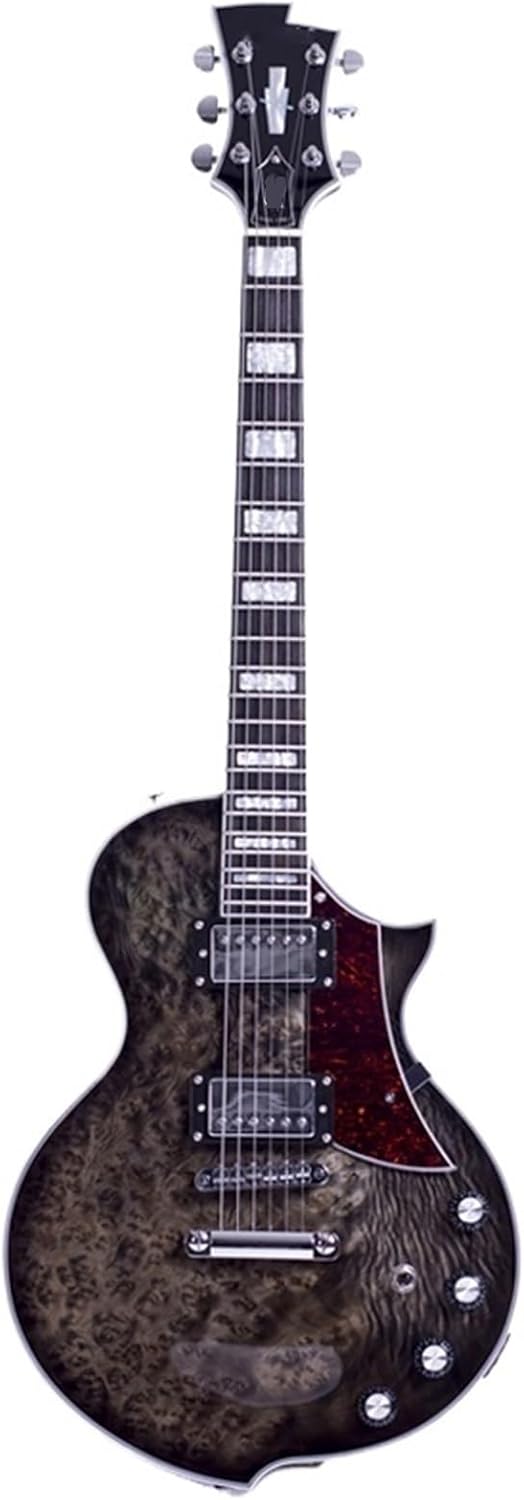 Beginner Electric Guitar Kits Solid Wood Body Electric Guitar With Transparent Black Burl Surface