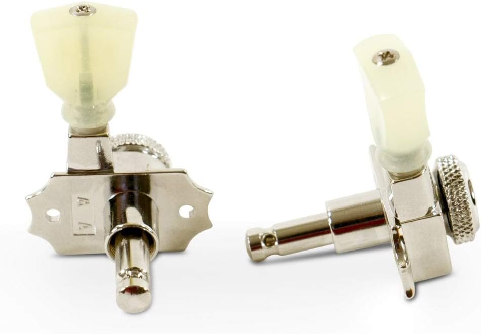 Kluson Revolution Diecast Tuners - 3 Per Side - Pearloid Keystone Button, Locking Nickel