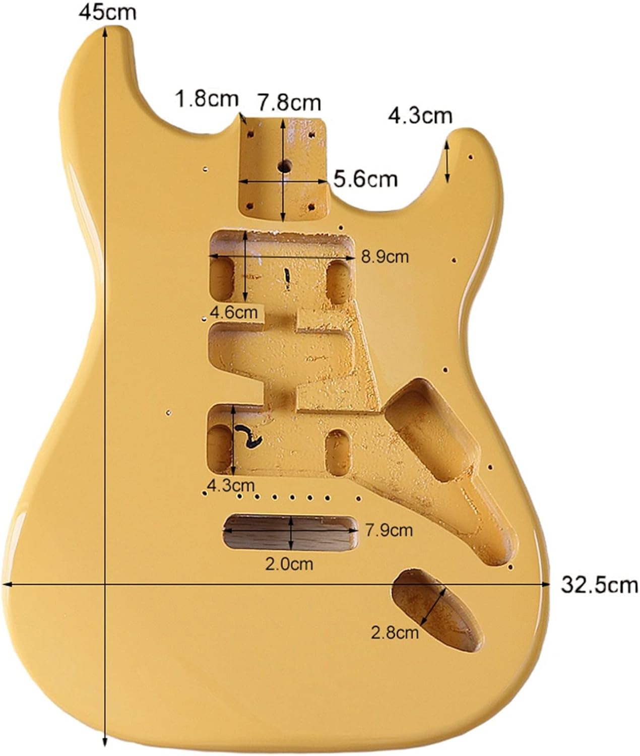 Yellow Electric Guitar Body Poplar Wood Guitar Barrel High Gloss Finish for Electric Guitar 5.6cm Pocket Width DIY Guitar Kit