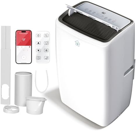 12000BTU Smart Portable Air Conditioner with Heat, AC Unit with App & Remote Control, 4-in-1 Heating, Cooling, Dehumidifier, Fan for Rooms up to 550 sq.ft, 24H Timer, White