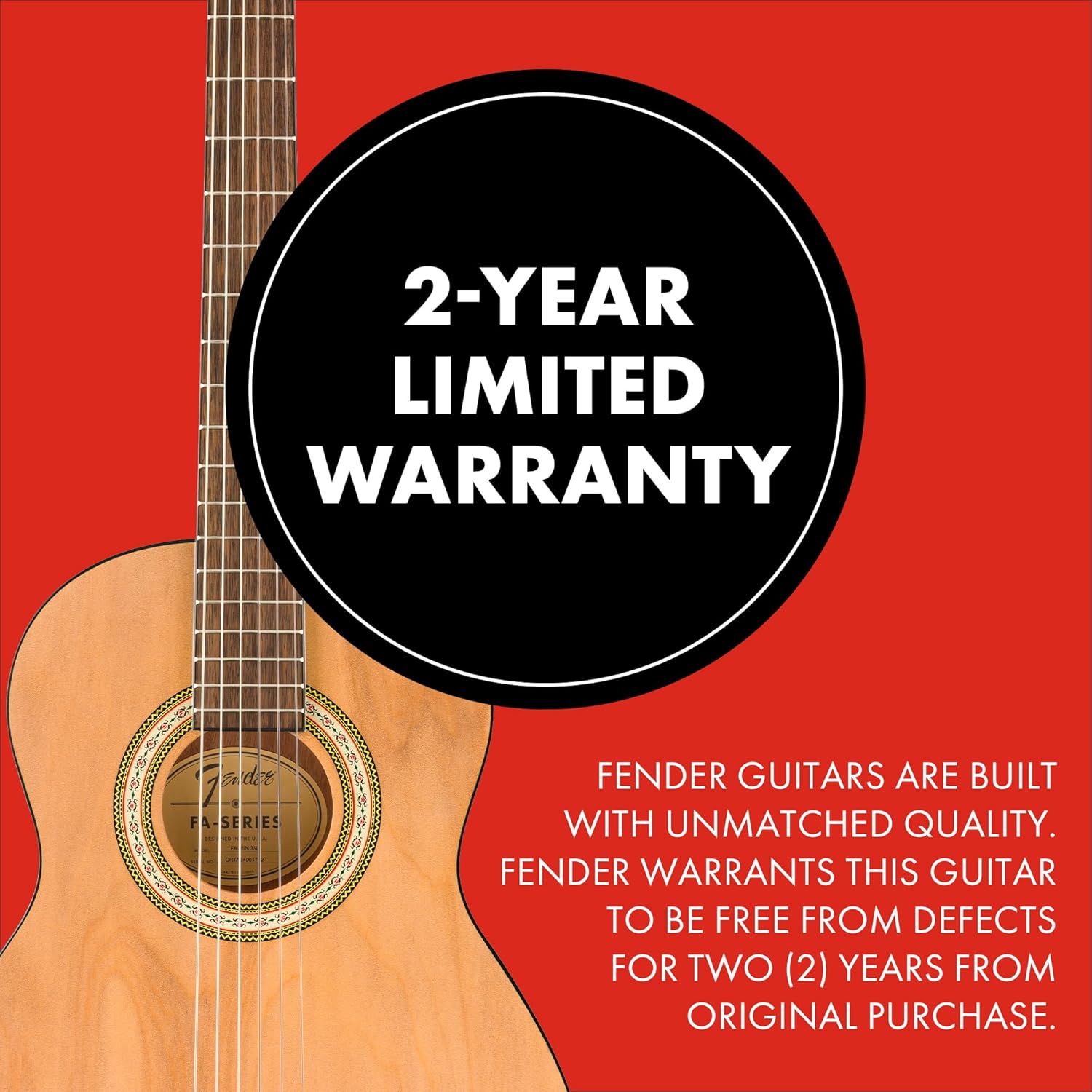 Fender FA-25N 3/4 Size Nylon String Acoustic Guitar, Beginner Guitar, with 2-Year Warranty, Perfect Beginner Guitar for Kids that is Easy on Fingers, Includes 3 Months of Free Lessons, Natural