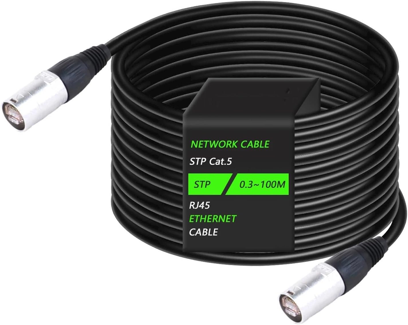 0.3-50M CAT5/CAT5E RJ45 Stage Ethernet Extension Shielded Cable Outdoor&Indoor LAN Network Cable with Zinc Alloy Plug(CAT5-STP-OUTDOOR,Black_20M)
