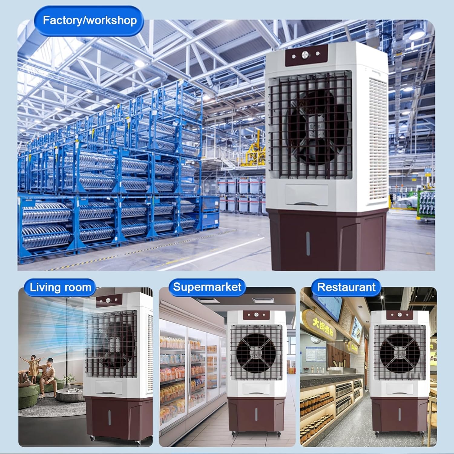 Portable Swamp Cooler with 7.5H Timer, 4400CFM Evaporative Air Cooler w/ 16 Gal Water Tank, 3-IN-1 Air Conditioner for Commercial, Industrial, Garage, Patio, Outdoor Use