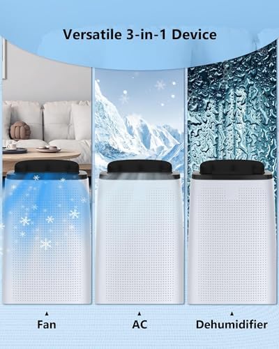 14,000 BTU Portable Air Conditioner (AC) for 750 Sq Ft Rooms – 3-in-1 Cooling, Dehumidifier & Fan w/Self-Evaporative Tech (No Drain). Sleep Mode + Auto-Swing. Includes Remote & Window Kit. Easy Insta