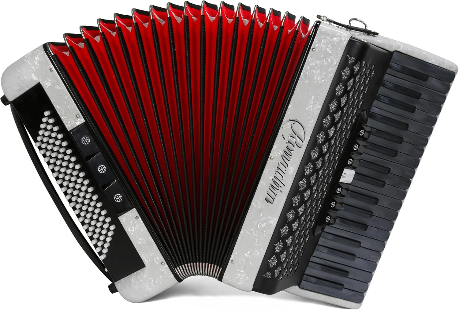 Accordion - 37 Key 96 Bass Professional Model for Beginners to Advanced Players, Includes Adjustable Strap & Backpack – Ideal for Classes, Practice & Live Performance (White)