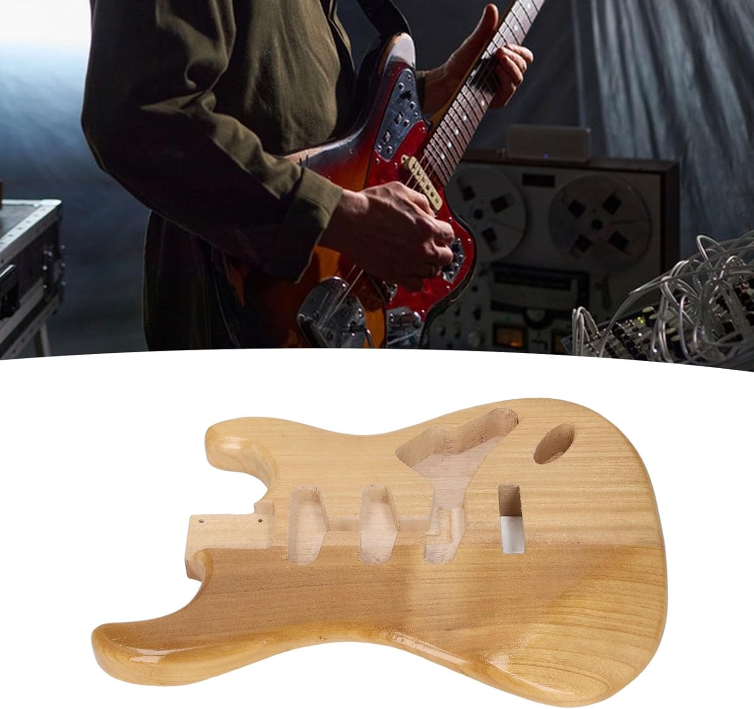 Unfinished Handcrafted Electric Guitar Body, Walnut Wood Blank Triple Single Pickup Hole Guitar Replacement Parts