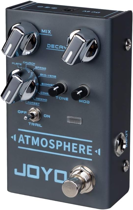 JOYO Atmosphere Digital Reverb Effect Pedal R-14 Bundle with Mono 6.35mm Guitar Pedal Amplifier Instrument Cable 15 Feet CM-12