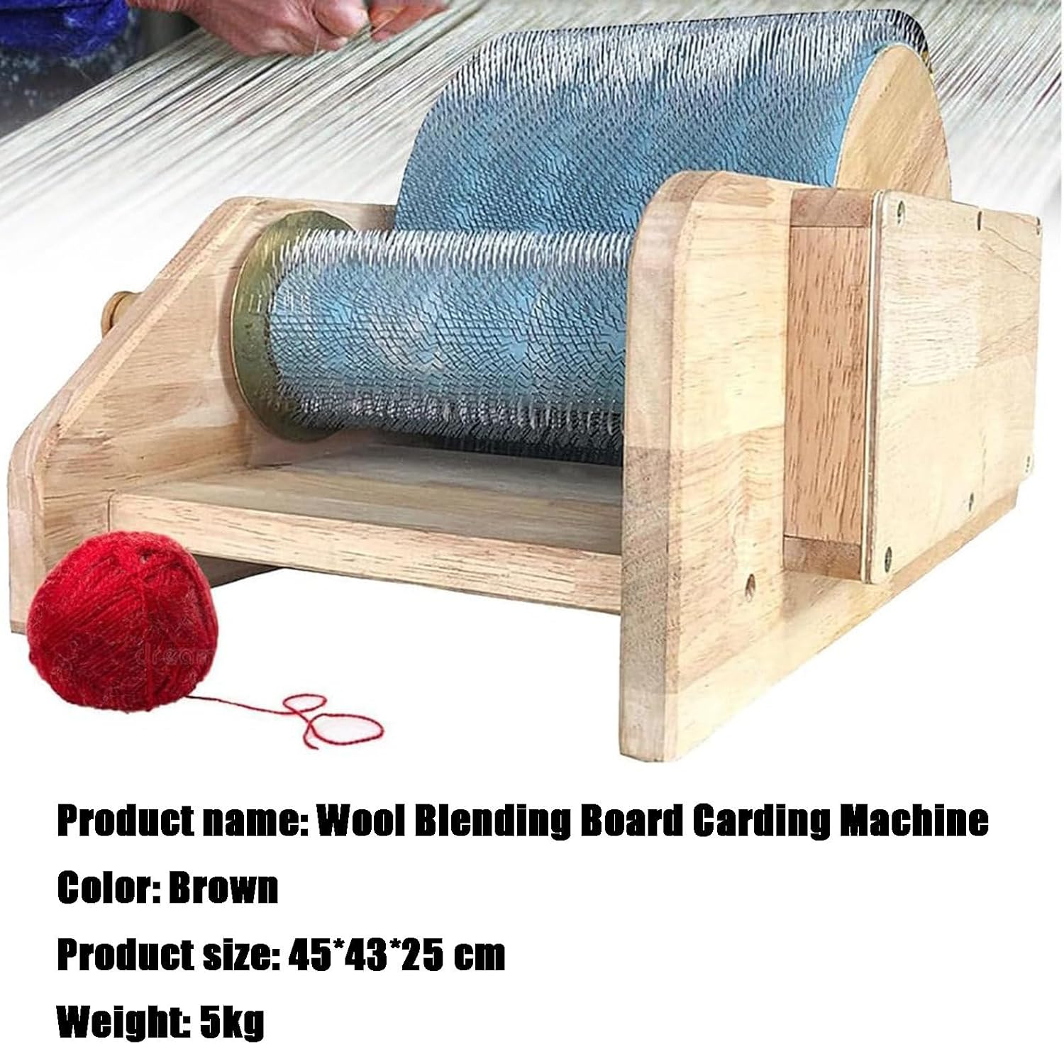 Wool Fiber Drum Carding Machine, DIY Manual Wool Felt Machine, with Roller and Nylon Bearings, for Cotton, Linen, Silk, Mix Colors Quickly and Efficiently