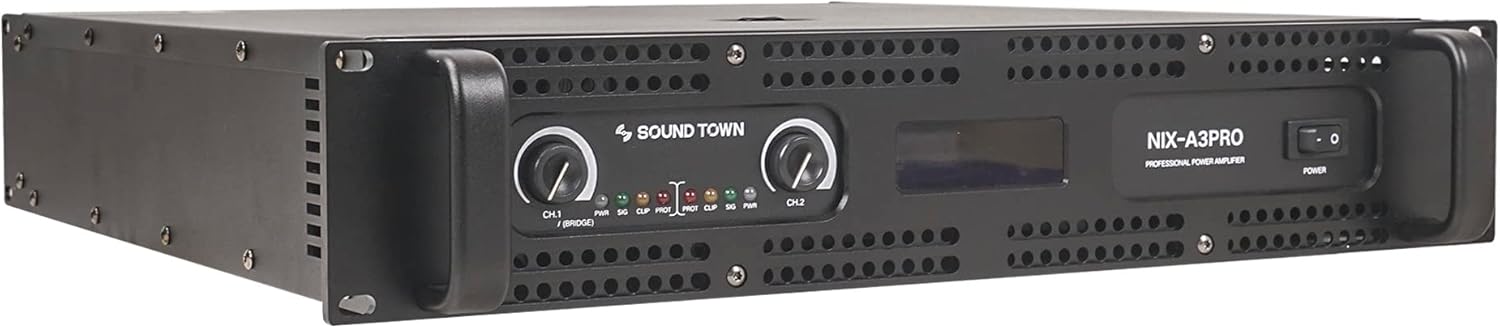 Sound Town 2-Channel 1100W Rack Mountable Professional Power Amplifier with Low Pass Filter, LCD Display (NIX-A3PRO)