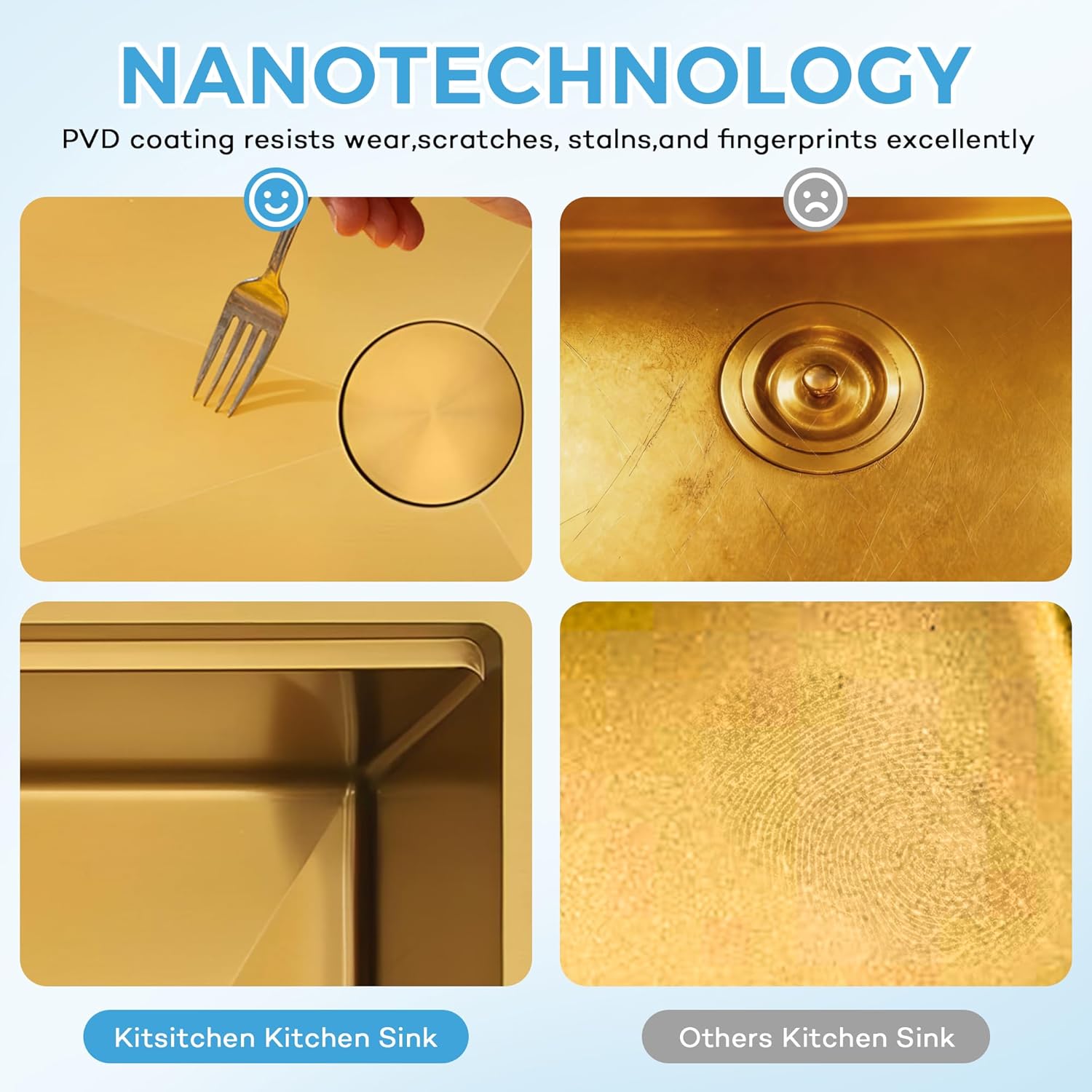 Kitsitchen 30 Inch Gold Undermount Kitchen Sink,16 Gauge Stainless Steel Under Counter Single Bowl Kitchen Sink,10 Inch Deep Workstation Sinks with Abundant Accessories & Offset Drain(30