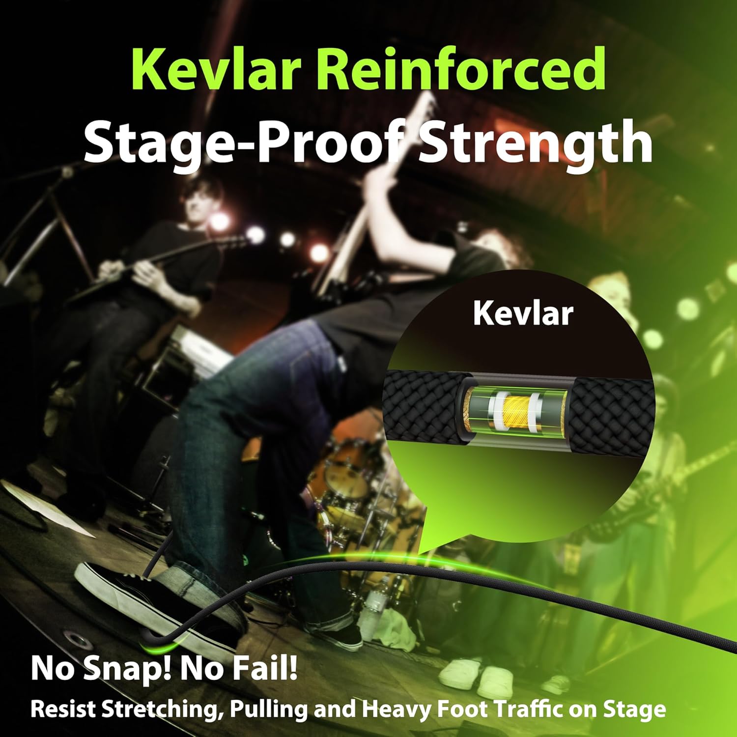 Silent Guitar Cable 10 ft 1 Pack with Right Angle Guitar Cable 100 ft 1 Pack