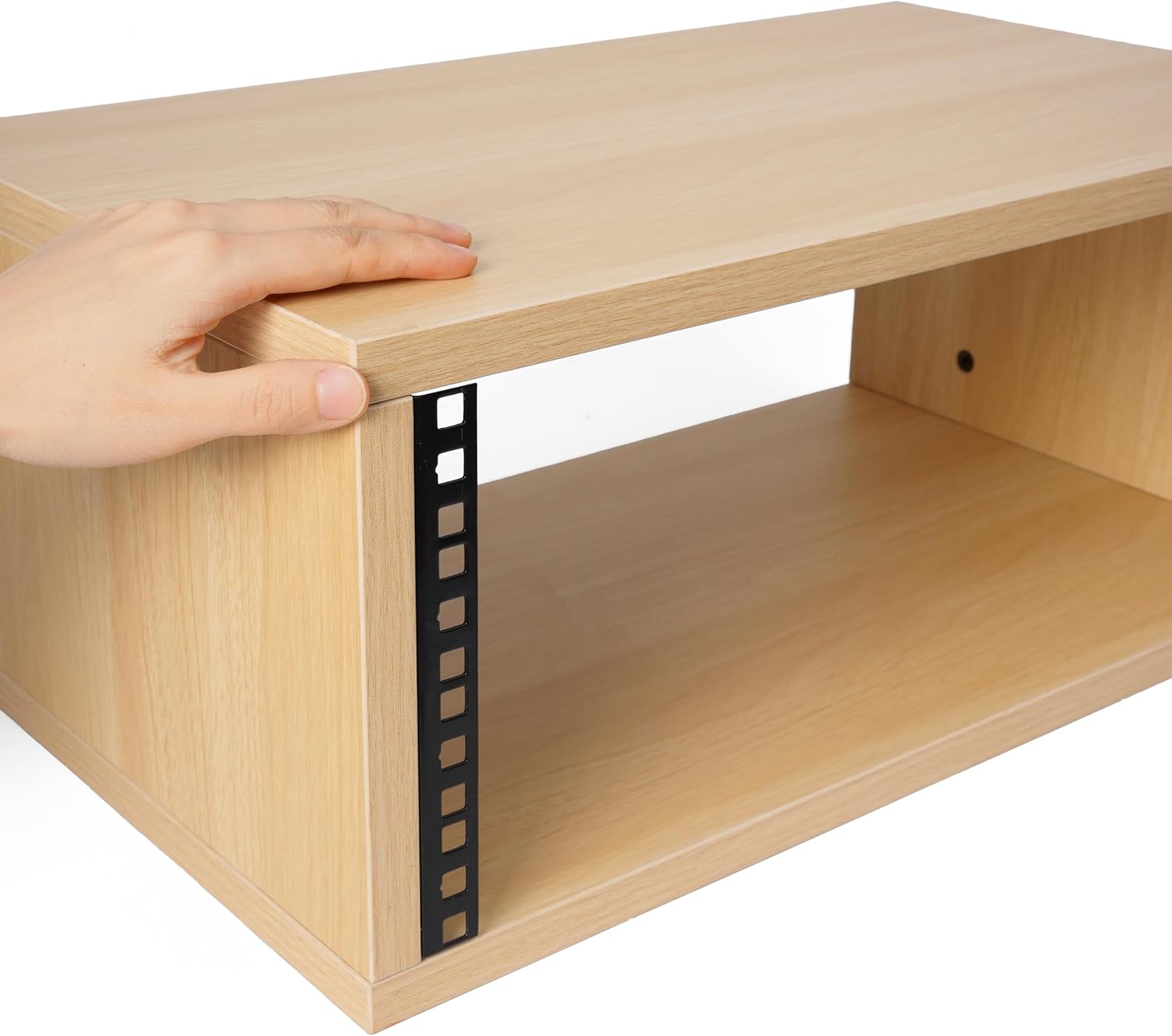 Desktop Studio Rack – 2U/3U/4U Shallow Wooden Stand for Many 19-Inch Rack-Style Audio Devices, Tabletop Mount, Natural or Walnut (Natural Finish, 4U)