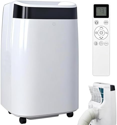 10,000 BTU Portable Air Conditioner, 3-In-1 Cooling, Dehumidifier & Fan Modes,450 Sq Ft Coverage, Remote Control, Ultra-Quiet 48dB, 24H Timer, Energy-Efficient for Home, Office, RV, Dorms