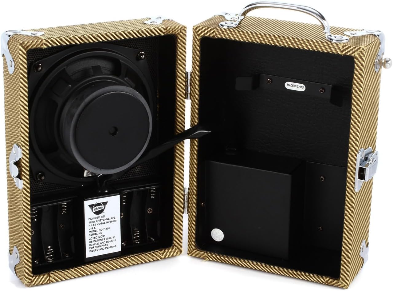 Pignose Legendary 7-100 T Portable Guitar Amplifier with Tonebird AC Power Supply, Cable Bundle Can Operate on Batteries - Classic Tweed Finish