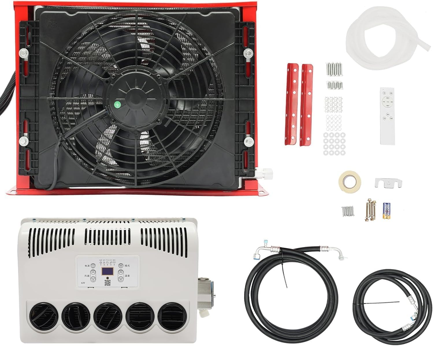 12V AC Unit RV Air Conditioner Mini Split, 11000 BTU Electric AC Unit Truck Cab Air Conditioner Split Cooling Rapidly Split Air Conditioner for Semi Motorhome Trucks Bus Camper Van Trailers