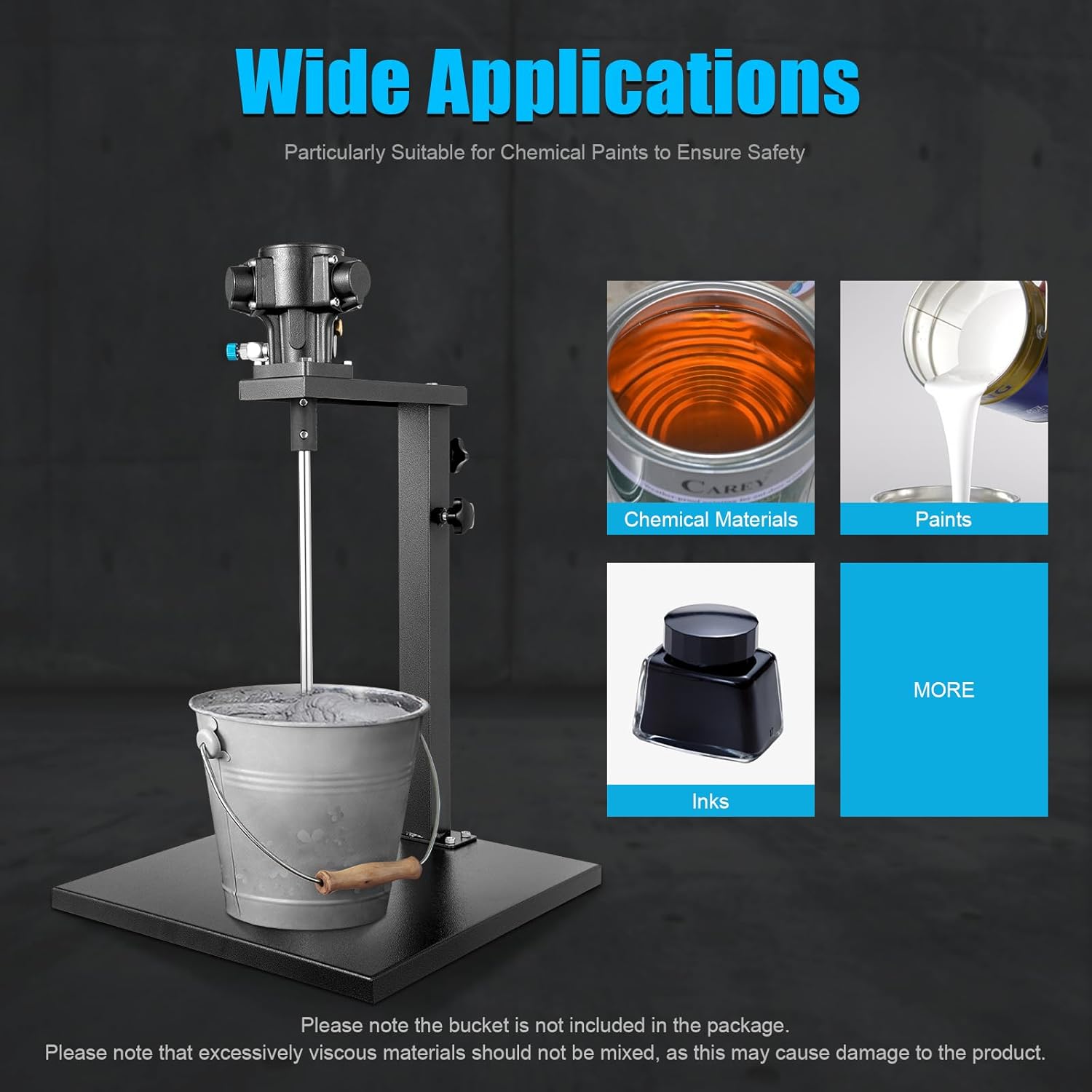 Pneumatic Paint Mixer Machine 5 Gallon Paint Mixer Stirring Tool 1/4HP Stainless Steel Pneumatic Mixer Paint Mixer Cement Mixer Stand with Stand Ink Paint Mixing Tool to Mix Paint