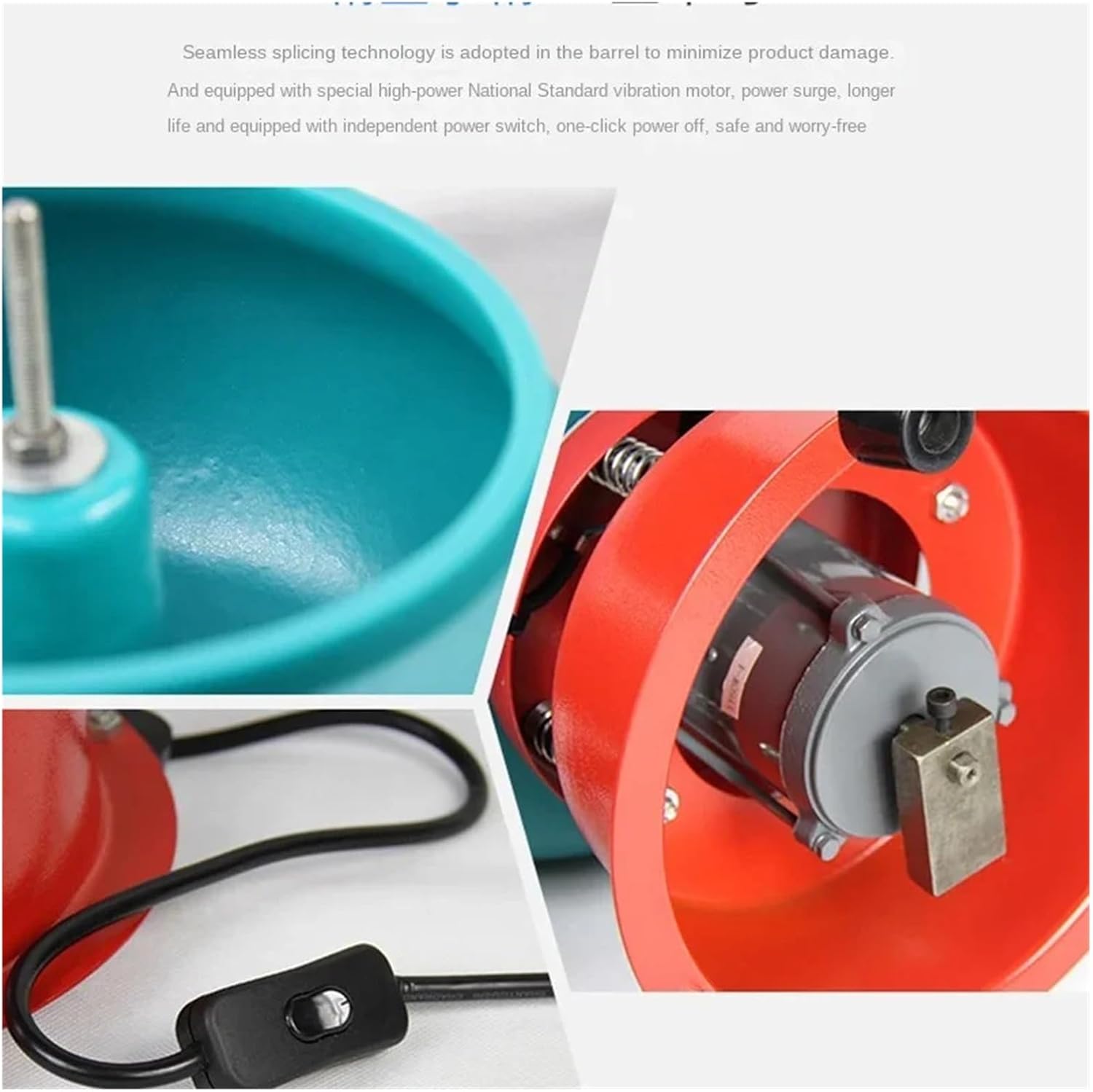 Vibratory Tumbler, Jewelry Vibration Polishing Bucket Burnishing Grinding Rock Drum Machine Making Tool Low Noise, High Speed Grinding(8 inch)