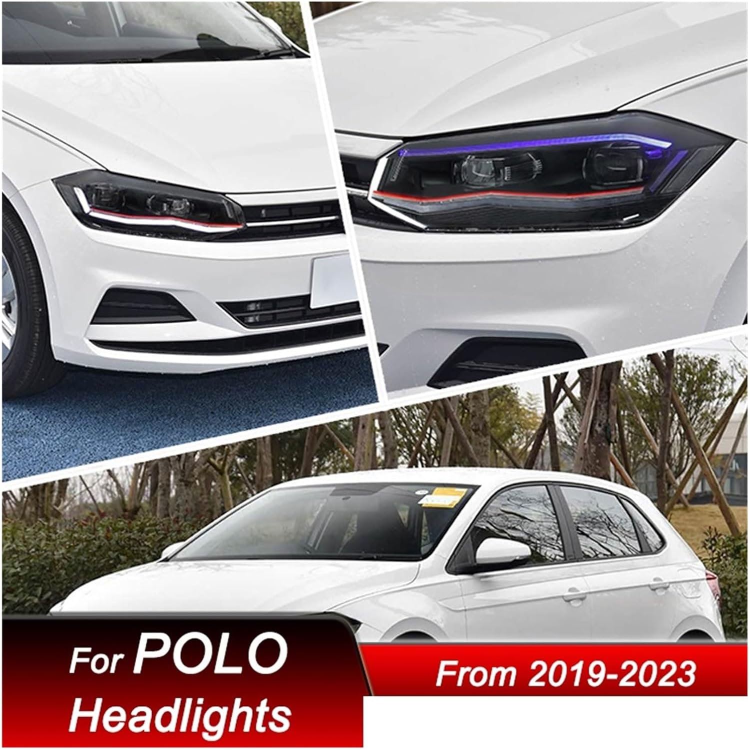 Car Headlights Compatible For VW POLO GTI 19-22 Style LED Auto Headlamp Assembly Upgrade Configure Projector Lens Accessories Kit(Silver)