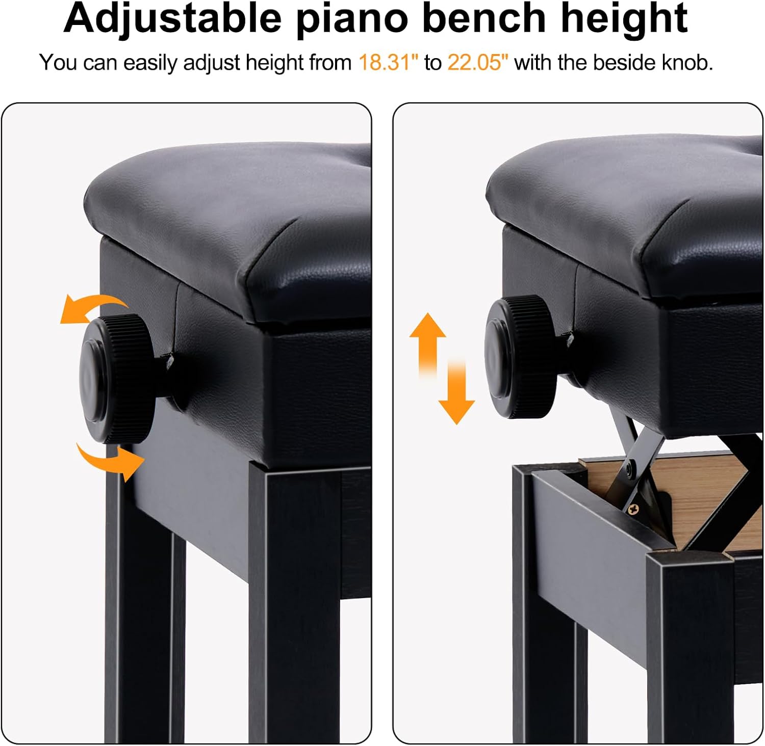 AODSK 88 Key Weighted Action Digital Piano with Furniture Stand and Triple Pedals PB-83S+AODSK Adjustable Wooden Piano Bench ALP-22