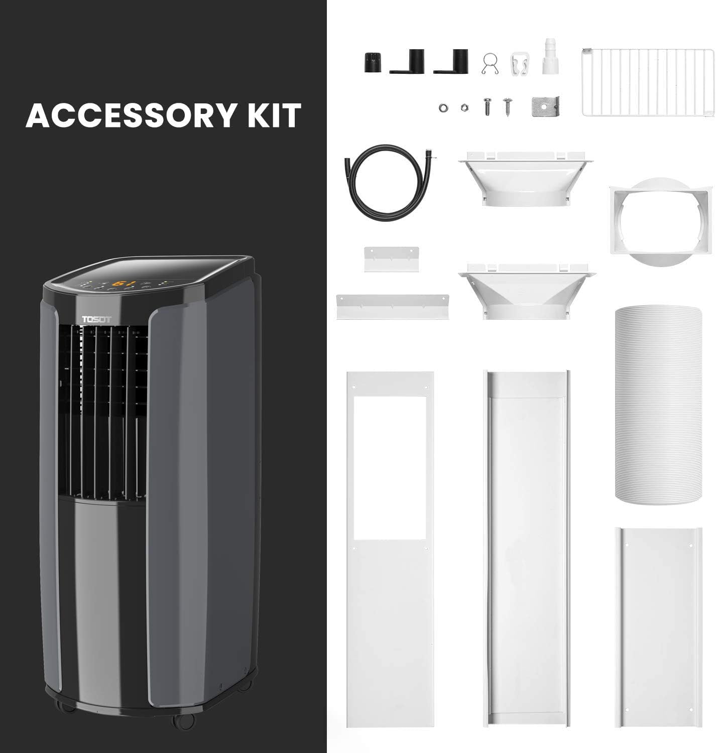 TOSOT 10,200BTU (6,200 BTU SACC) Portable Air Conditioner, Smart Wifi Control, AC Unit with Dehumidifier, Fan, Window Kit for Easy Installation, Cool Rooms Up to 400 Square Feet, Shiny Series