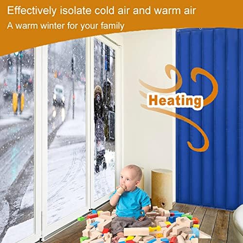 Thermal Insulated Blackout Door Curtain,Soundproof Blanket For Doorway,Winter Doorway Cover Screen Door Curtain,Thick Thermal Fabric Door Cover,for Accordion Door,temporary Door,Air Conditioner Room (