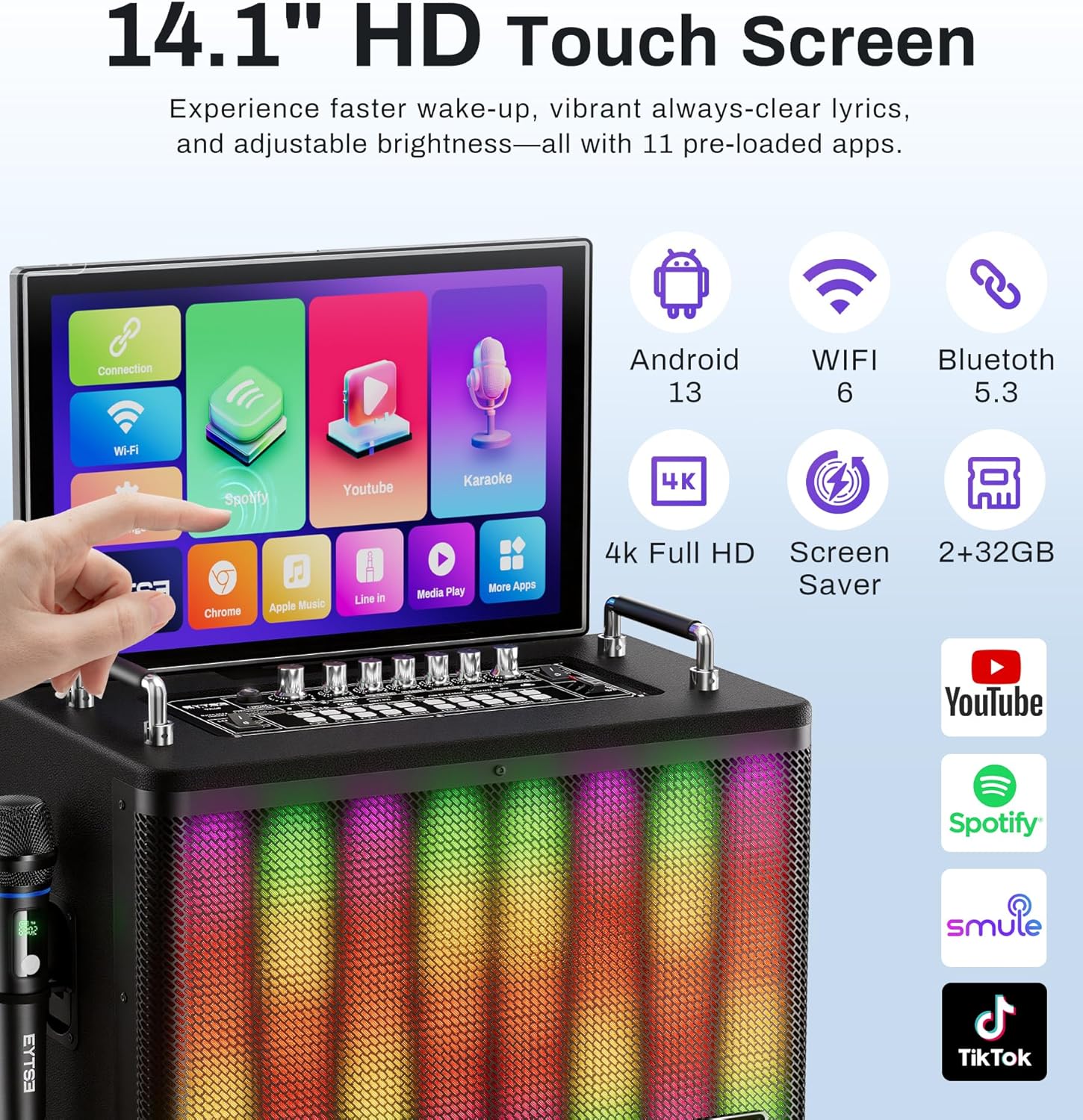 Karaoke Machine with Lyrics Display 14.1