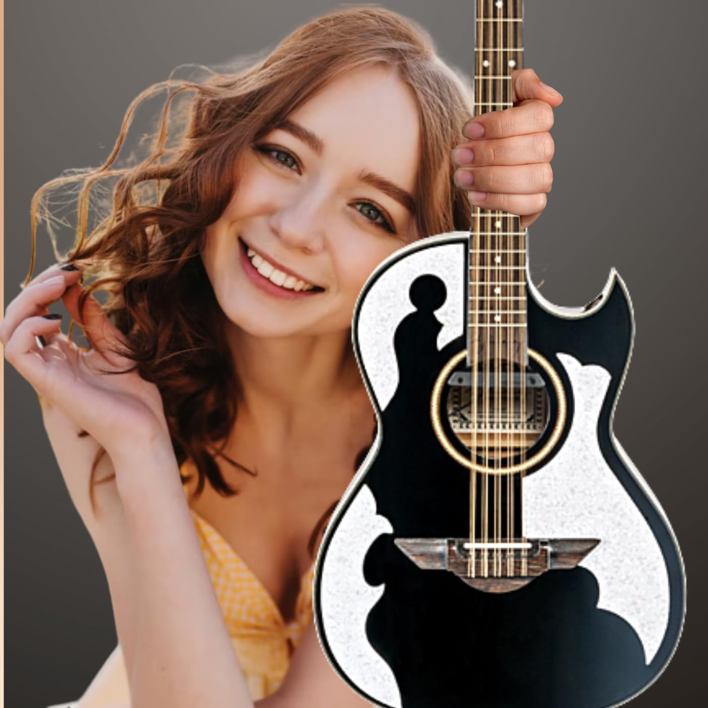 H. Jimenez LBQ4EBT El Patron Bajo Quinto, Acoustic-Electric Guitar with Gig Bag, Glossy Black