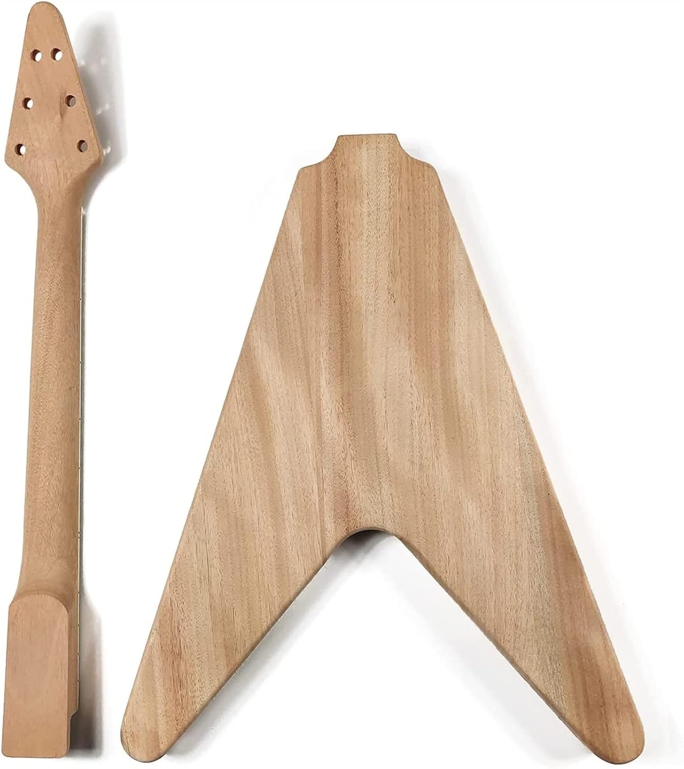 TSTS DIY 6 Strings Solid Mahogany Flying V Style Electric Guitar Body Builder Kit Guitar DIY Accessory