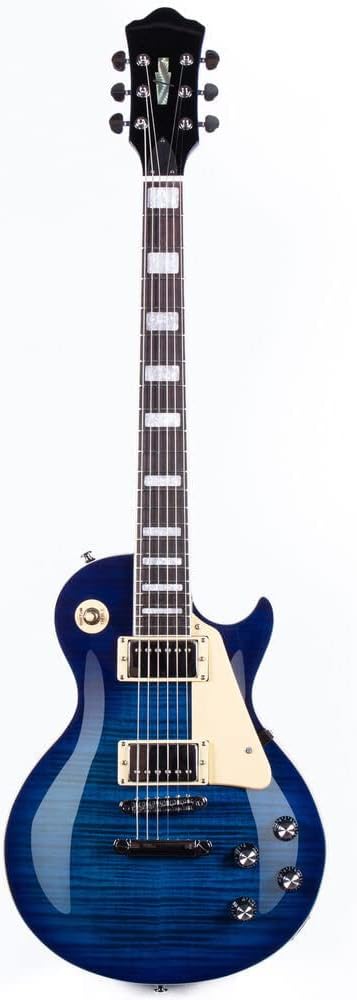 40'' Electric Guitar, LP Style Electric Guitar, Mahogany Neck, Rosewood Fretboard, for Beginner Intermediate & Pro Players Solid Body Guitar (Blue)