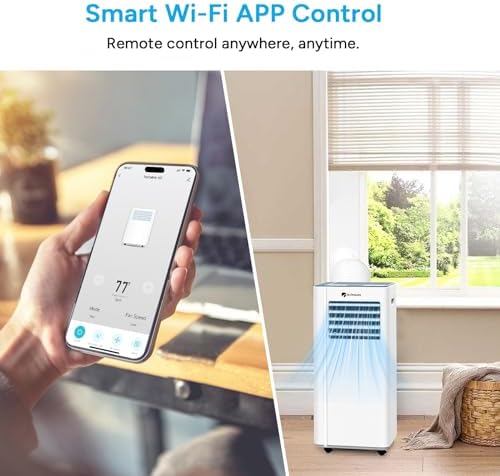 DR.PREPARE 8,000 BTU Portable Air Conditioner with WiFi Enabled, Cooling, Dehumidifier, Fan & Sleep Modes 4-in-1 Portable AC w/Remote Control & 67'' Window Kit, Cools Up To 350 sq. ft, 1-24H Timers