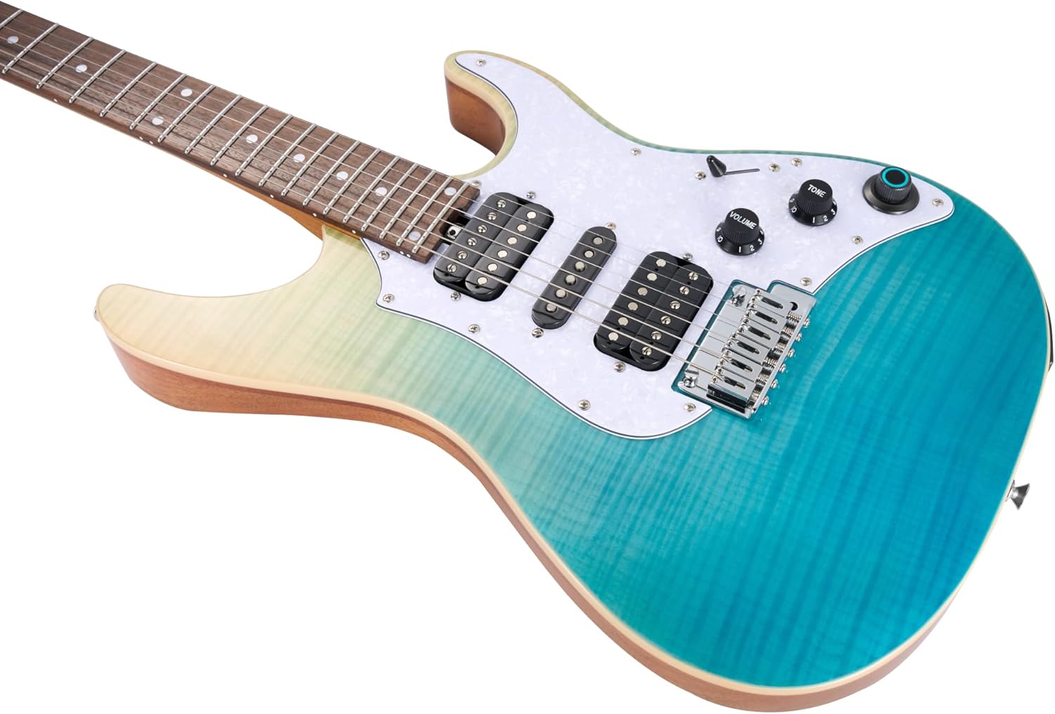 GTRS SL810 Smart Electric Guitar Kit with Stero Output，Effects System, HHS Pickup, Loop Drum Machine, 12 Hours Battery Life, Rosewood Fretboard(blue)