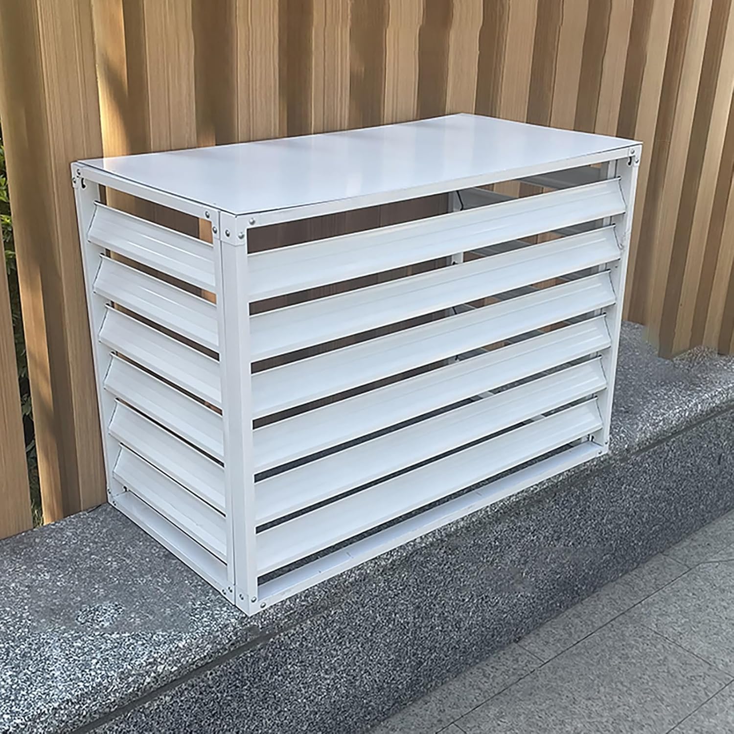 Outdoor Air Conditioner Cover Aluminum, All Weather Protective Cover, Trash Can Enclosure Freestanding Privacy Screen Fence Panels AC Unit Cover Flower Stand Condenser Pool Equipment Enclosure ( Col