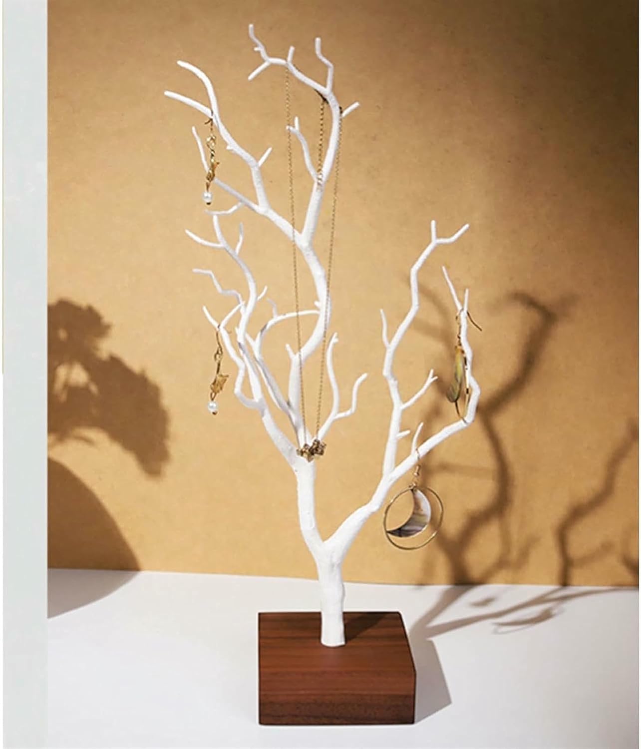 Tree Branch Jewelry Display Stand Jewelry Organizer Holder Rack for Earrings, Necklaces, Bracelets and Other Accessories (White) (White)