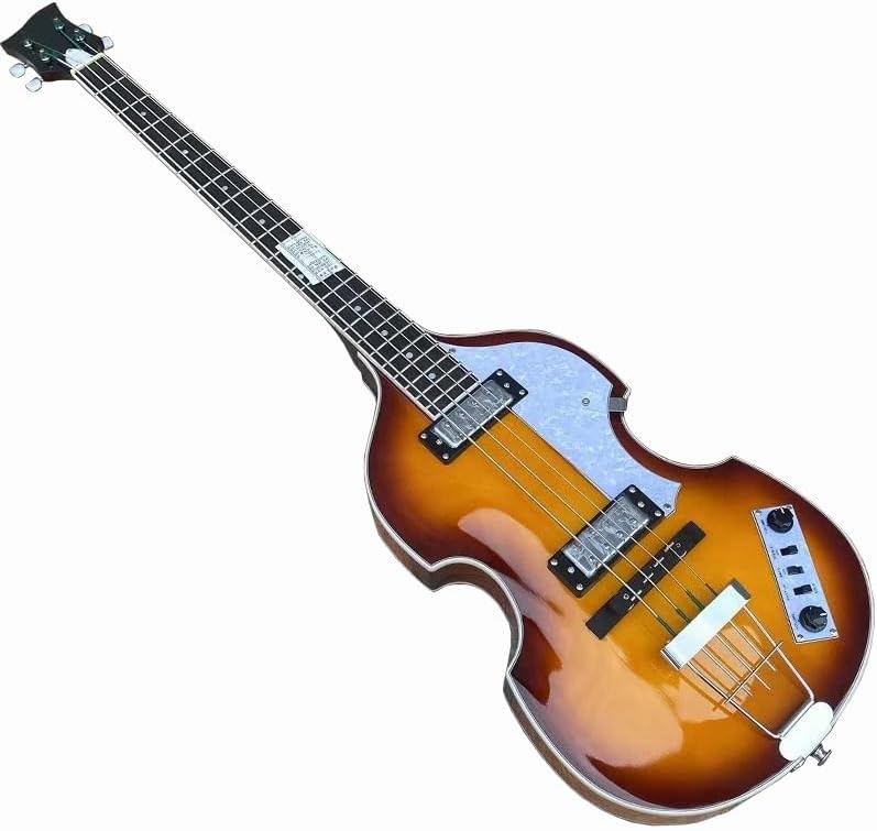 Electric Bass Guitar - Sunburst Finish, 4-String Violin Style, Maple Body & Neck