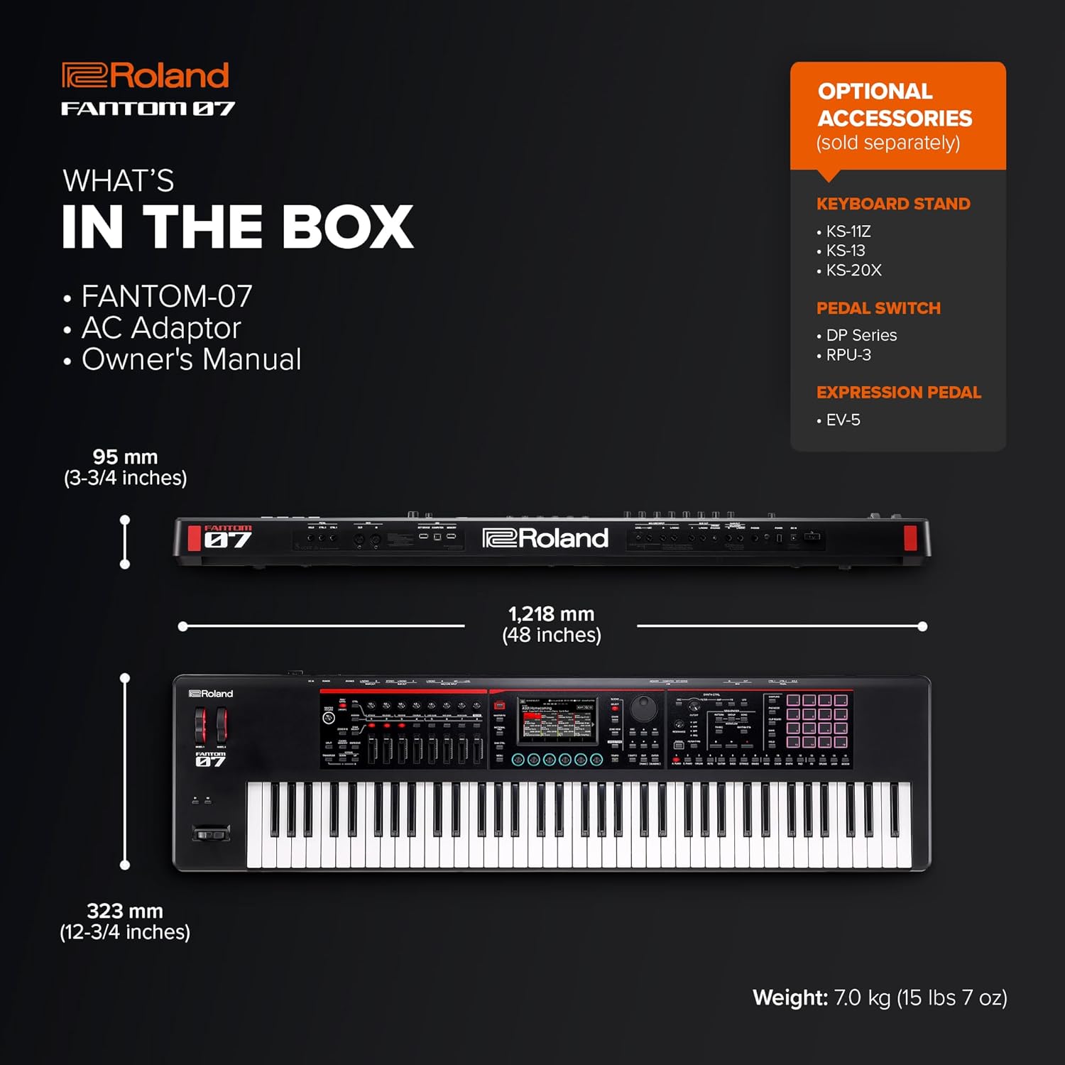 FANTOM-07 brings your creative world together,combining the sonic power and fluid workflow of the top-of-the-line FANTOM series in streamlined instruments that go everywhere your inspiration takes you