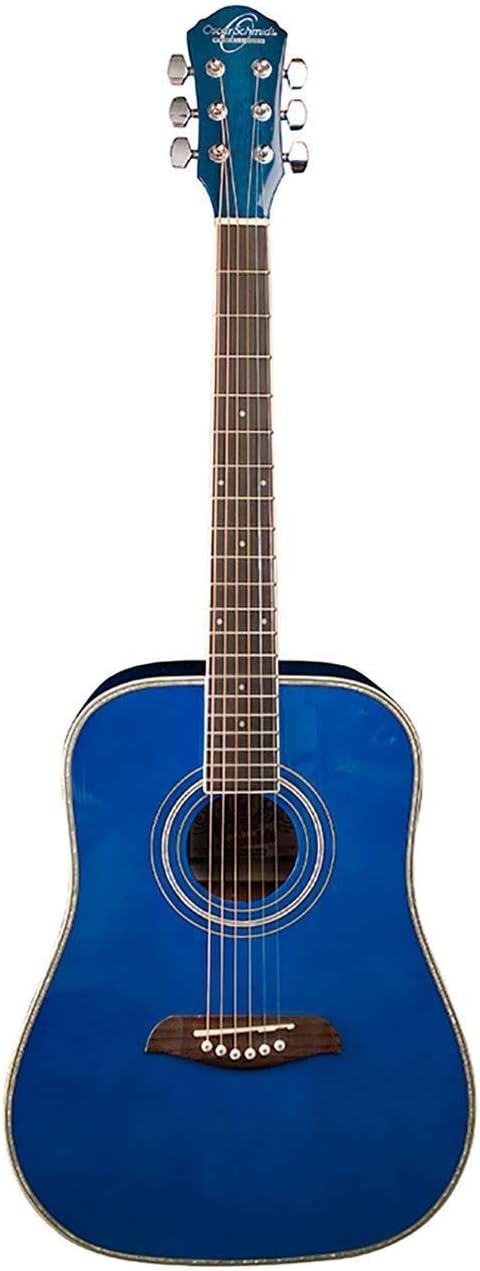 Oscar Schmidt OGHS-TBL 1/2 Size Dreadnought Acoustic Guitar - Transparent Blue