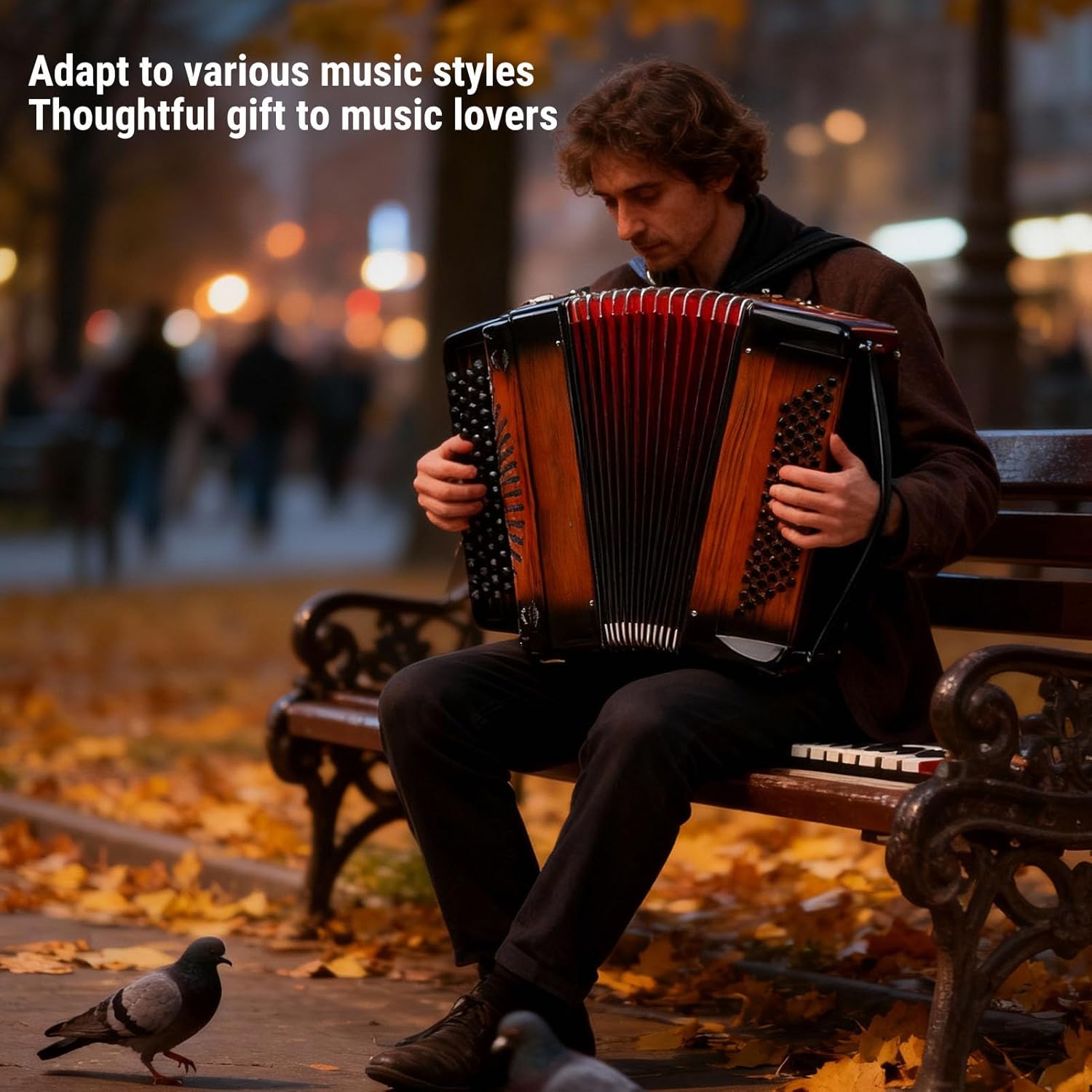 SUNGOOYUE Accordion, 69 Key 96 Bass Button Chromatic Accordion Instrument with F B E Tuning for for Children Beginners to Practice Orange