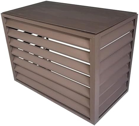 Air Conditioner Cover For Outside Units, All Weather Freestanding Privacy Screen Fence Panels, Aluminum Trash Can Enclosure Protective Cover, Condenser Protective Cover AC Unit Cover ( Color : Brown